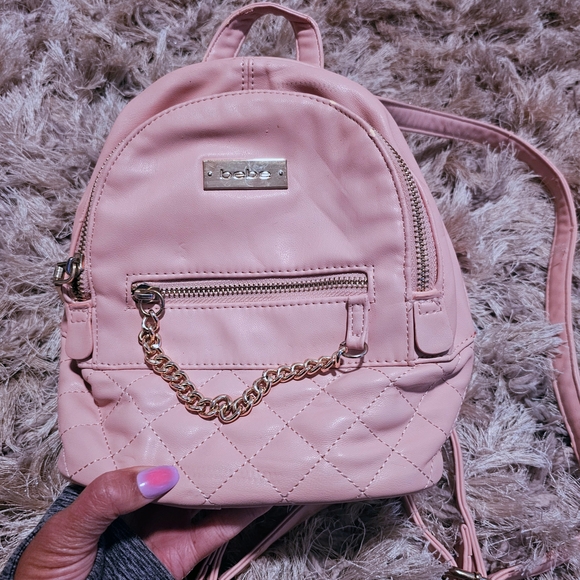 Bebe Blush Quilted Backpack with Gold Hardware - Picture 1 of 3